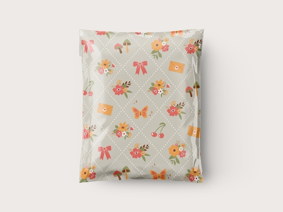 10"x13" Golden Blossom Poly Mailer - Boho Mailing Bag - 3.15mil Thick - Cute Shipping Supplies - Pack of 25-100