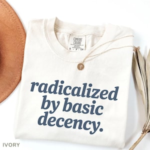 Radicalized By Basic Decency Comfort Colors Shirt | Funny Political Tee | Progressive Quote Shirt | Soft Retro Vintage Aesthetic T-Shirt