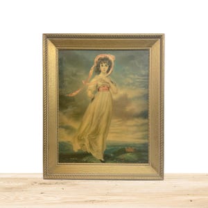 Vintage &quot;Pinkie&quot; Girl Print by Thomas Lawrence - Ornate Wood Frame