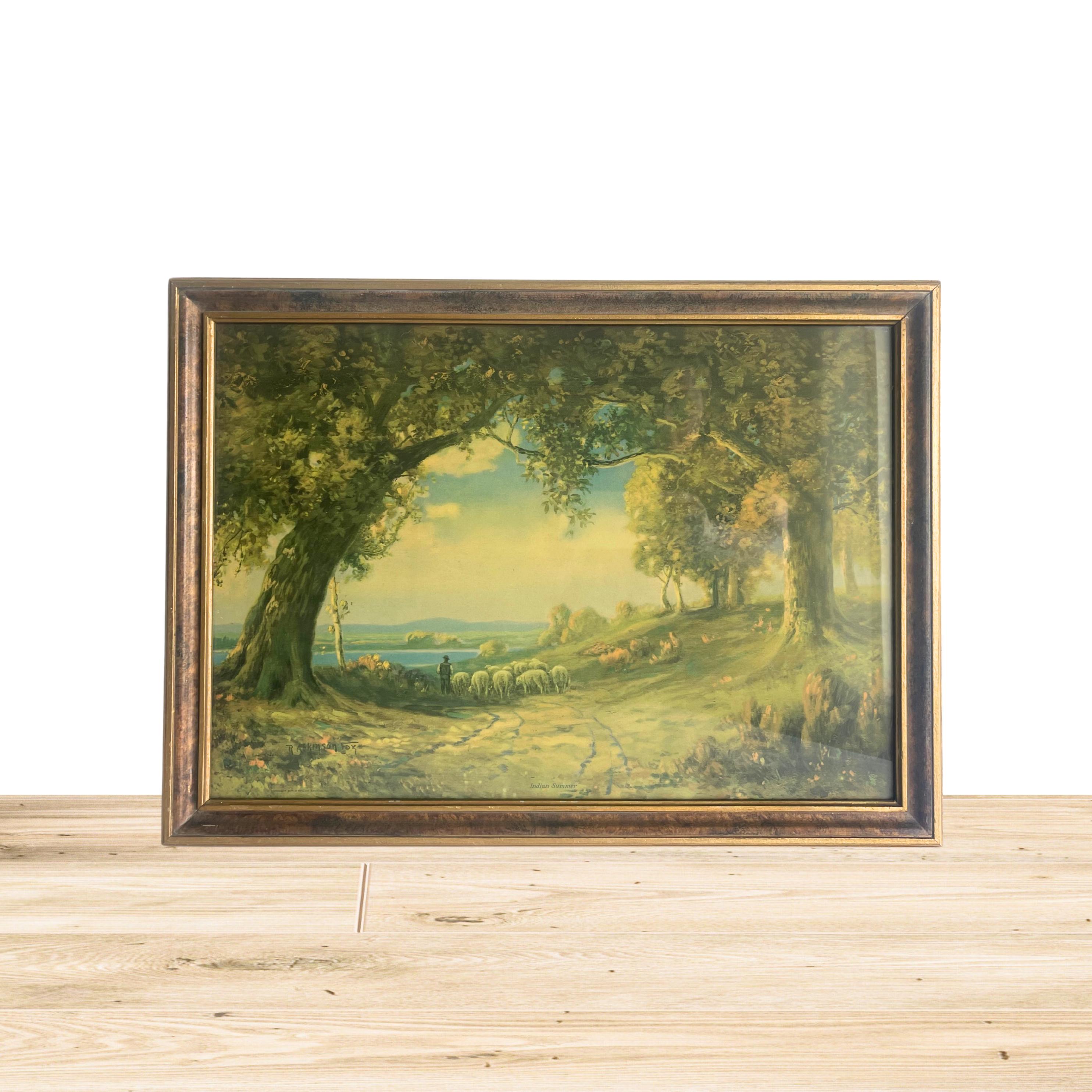 VINTAGE INDIAN SUMMER R. Atkinson Fox Framed Print - Original Wood