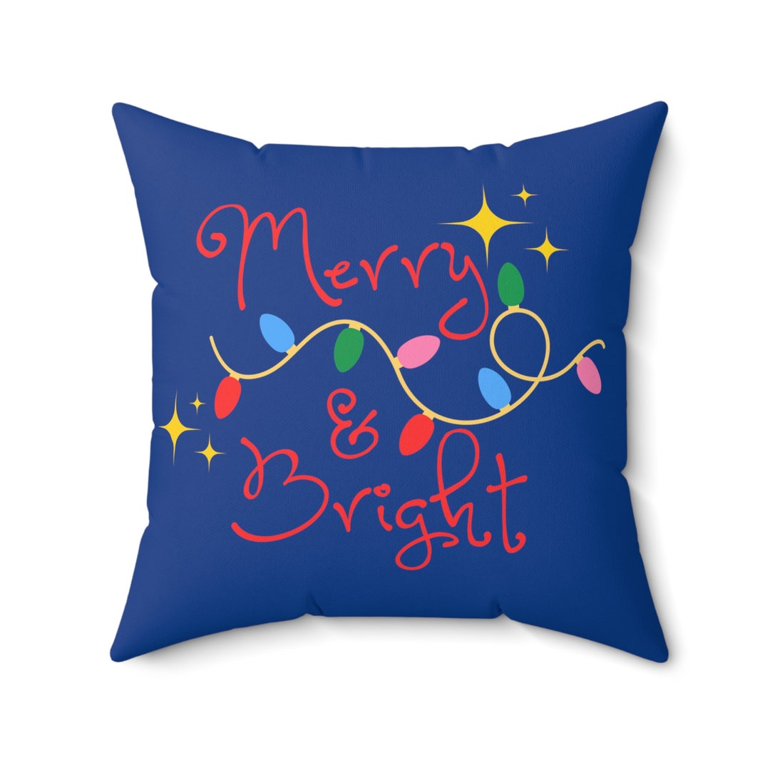 Merry & Bright Holiday Throw Pillow Christmas Throw Pillow Etsy