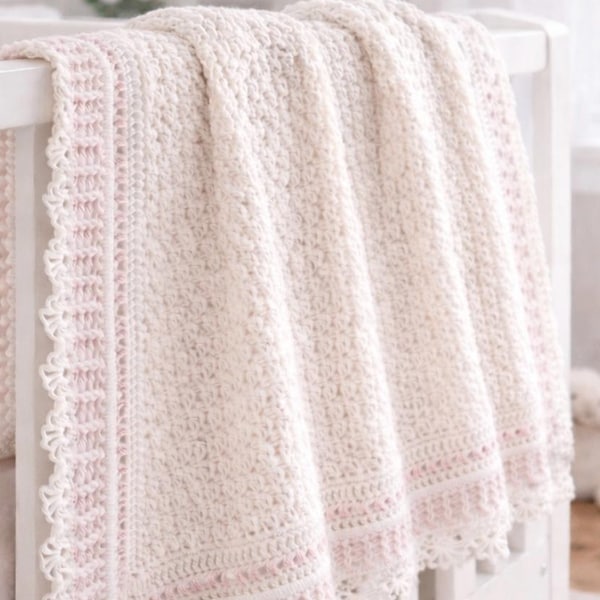 Crochet Baby Blanket Pattern, Crochet Pattern, DIY Gift, Personalised Gift idea, Baby Blanket with Lace Edging