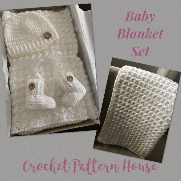 Crochet Baby Blanket Pattern, Baby Blanket Crochet Pattern, Crochet Baby Hat Pattern, Crochet baby Layette Pattern, Crochet Baby Patterns