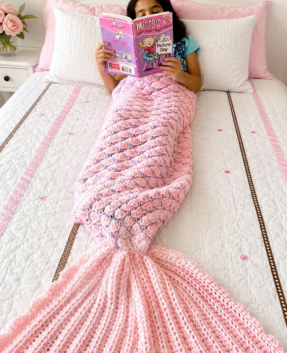 Crochet Mermaid Tail Blanket Mermaid Cocoon Blanket Girls