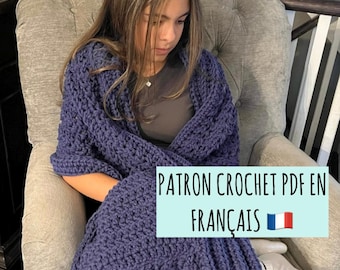 Patron Châle en Maille Épaisse, Châle Chunky Tricot Facile, PDF Téléchargeable, Châle Hiver Femme, Tutoriel Étape par Étape