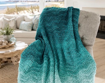 Coastal Ripple Crochet Blanket Pattern | Chunky Chevron Throw Pattern | Modern Crochet Afghan PDF | Cozy Home Decor | Beginner Friendly