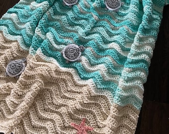 Sea turtle baby blanket, ocean blanket, crochet pattern, DIY gift