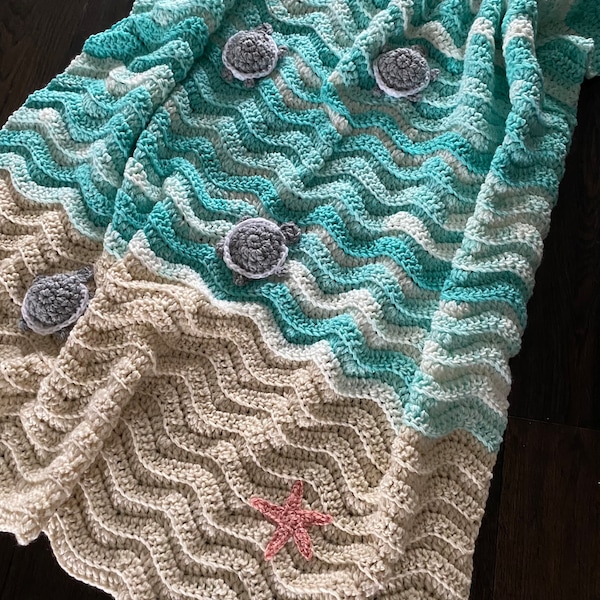 Sea turtle baby blanket, ocean blanket, crochet pattern, DIY gift