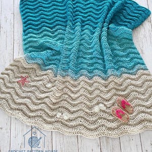 Summer Sands Throw Crochet Pattern | Beach Blanket Pattern | Coastal Crochet Throw | Ocean Wave Afghan | Digital PDF Crochet Pattern