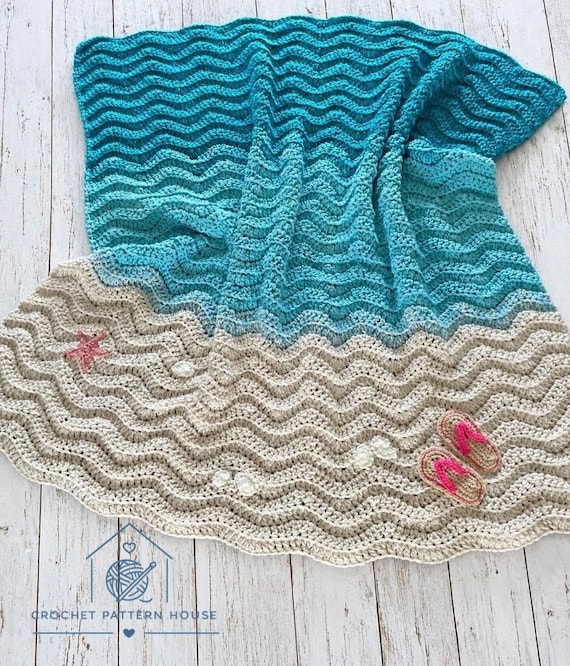 Summer Sands Throw Crochet Pattern | Beach Blanket Pattern | Coastal Crochet Throw | Ocean Wave Afghan | Digital PDF Crochet Pattern