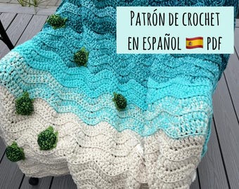 Patrón de Crochet Manta de Bebé Tortuga Marina, PDF Digital, Manta del Océano, PDF Digital Descargable, manta oceanica, Manta del mar