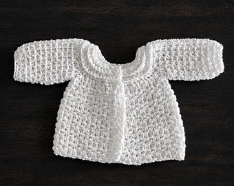 Heirloom Lace Baby Cardigan Crochet Pattern | Baby Sweater PDF | Newborn to 12 Months | Christening & Coming Home Outfit