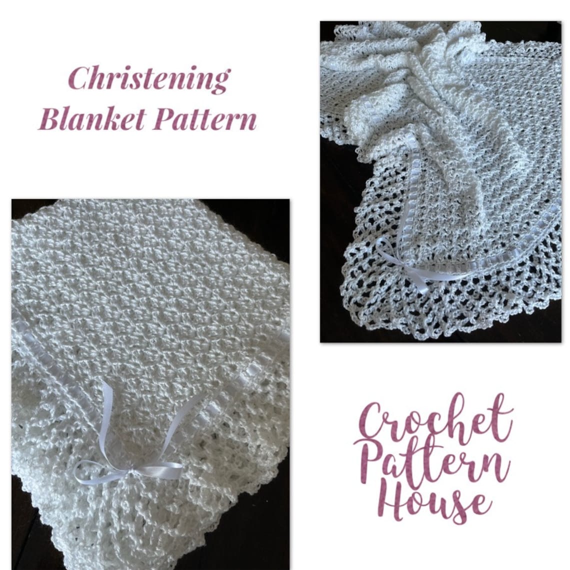 Baptism Crochet Blanket Pattern, Baptism Blanket Pattern, Crochet Christening Blanket Pattern