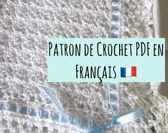 Modèle Crochet Couverture de Baptême Bébé | Couverture Dentelle | Patron PDF Crochet | Cadeau Naissance | Fait Main