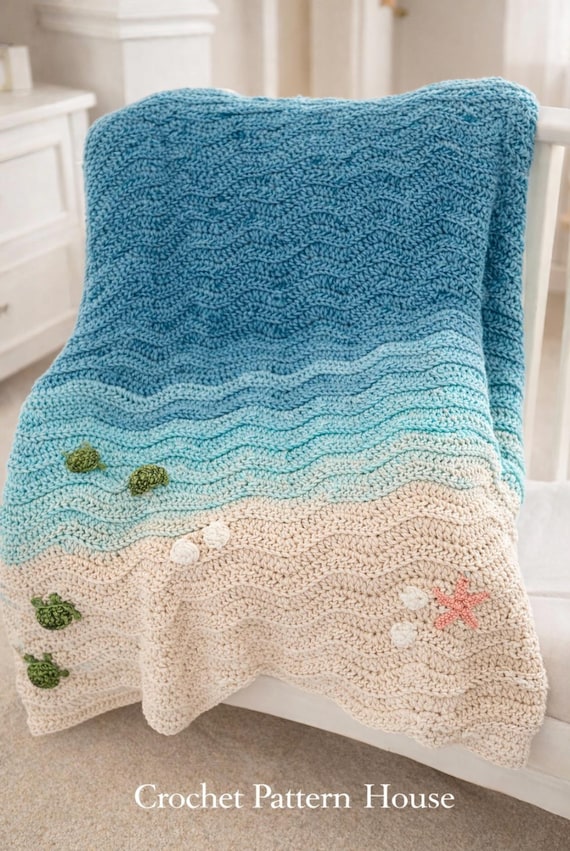 Sea Turtle Crochet Blanket Pattern, Ocean Afghan, Crochet Pattern, Instant Download Pattern, Ocean Blanket Pattern, DIY Sea Turtle Blanket,