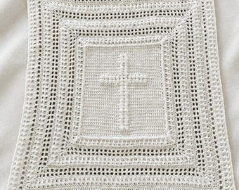 Little Blessing Cross Baby Blanket Crochet Pattern | Baptism Blanket PDF | Christening Baby Blanket | Heirloom Crochet Pattern