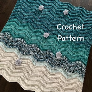 Ocean afghan pattern, ocean blanket pattern, ocean blanket crochet pattern, turtle blanket crochet pattern, instant PDF crochet pattern