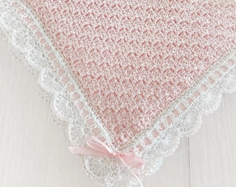 Crochet Baby Blanket Pattern PDF | Heirloom Christening Blanket | Shell Border Baby Afghan | Easy Baby Shower Gift Crochet Pattern