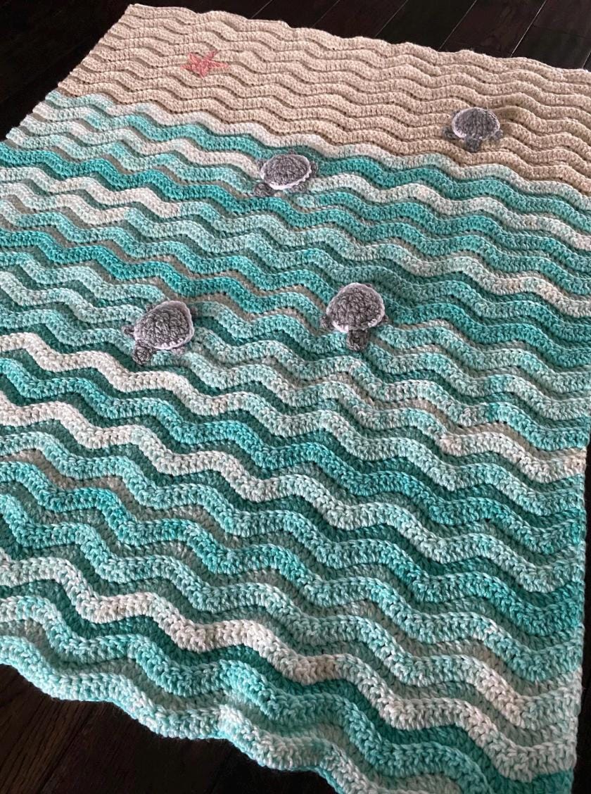 Easy Crochet Sea Turtle Baby Blanket Pattern – Ocean Nursery Gift ...