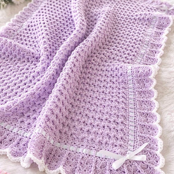 Waves and Lace Baby Blanket Crochet Pattern | Baby Blanket Pattern | Easy Crochet Baby Blanket | Heirloom Blanket Pattern | PDF Download