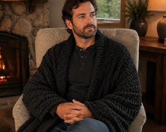 Woodland Wrap Crochet Pattern | Men’s Shawl Crochet Pattern | Oversized Crochet Wrap | Chunky Crochet Shawl PDF | Modern Crochet Pattern