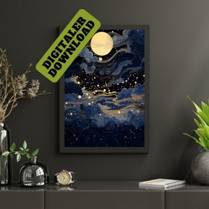 Poster - Schwarzer Nachthimmel - schöne Wandkunst - digital download - druckbare Kunst