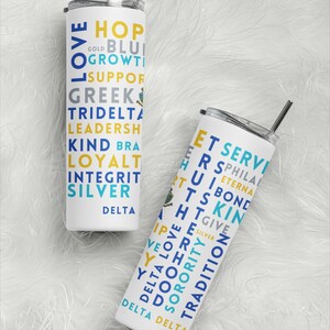 Tri Delta Word Art Skinny Tumbler- Affinity Licensed