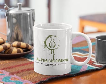 AXΩ Alpha Chi Omega - Life's A Canvas Lyre Design Ceramic Mug (Green)- Affinity Licensed