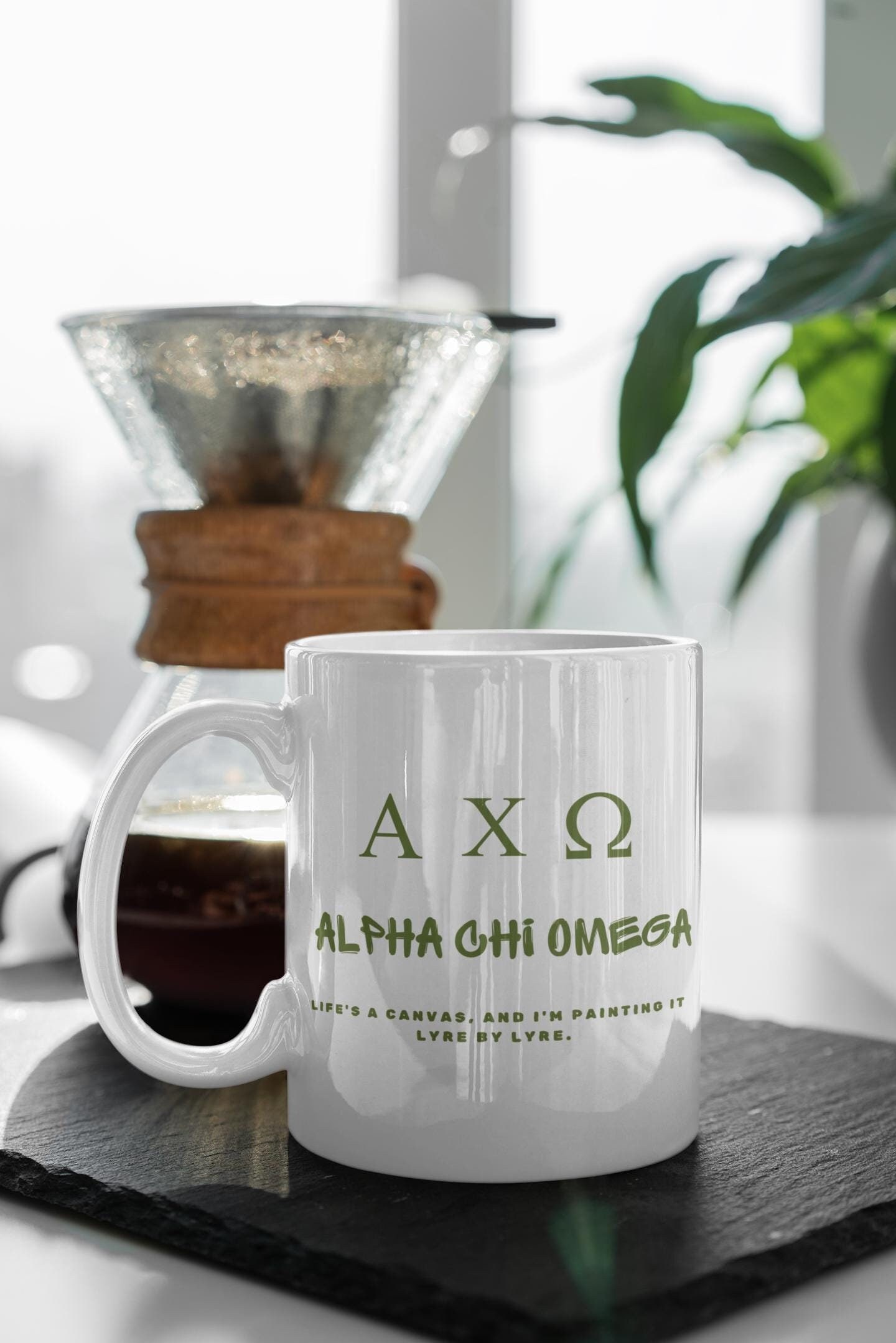 AX Alpha Chi Omega - Life's A Canvas Ceramic Mug- (green Print) Affinity  Licensed - Etsy