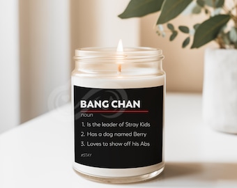 Stray Kids Bang Chan Name Definition Soy Candle, Kpop Candle, Stray Kids Candle, Funny Candle Gift, Christmas Gift, Skz Stay, Dominate Tour