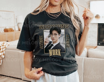 Camiseta limitada Ateez Wooyoung Work Kpop, Ateez Work, Camiseta unisex retro vintage, Camisa Ateez, Camiseta gráfica Ateez, Ateez Atiny