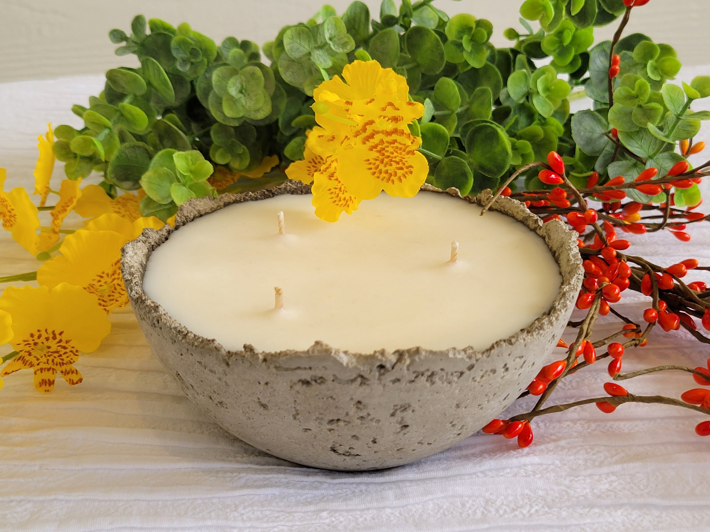 5.5 Inch Concrete Candles Unique Candles Scented Candles Rustic Candle