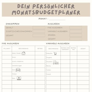 Budget Planner A4 German digital download | Financial Planner Set Print PDF | Template Household Book Monthly Budget Sheet