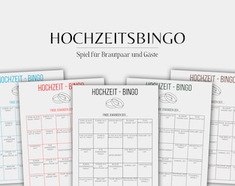 Wedding bingo, wedding game, game for bride and groom and guests, as PDF for self-printing