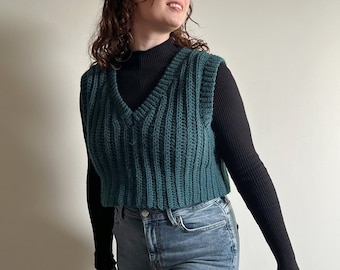 Crochet pattern vest 'Posh Pine Vest' in English & Dutch