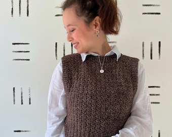 Crochet pattern Vest "Coffee Vest" in English, Dutch & German