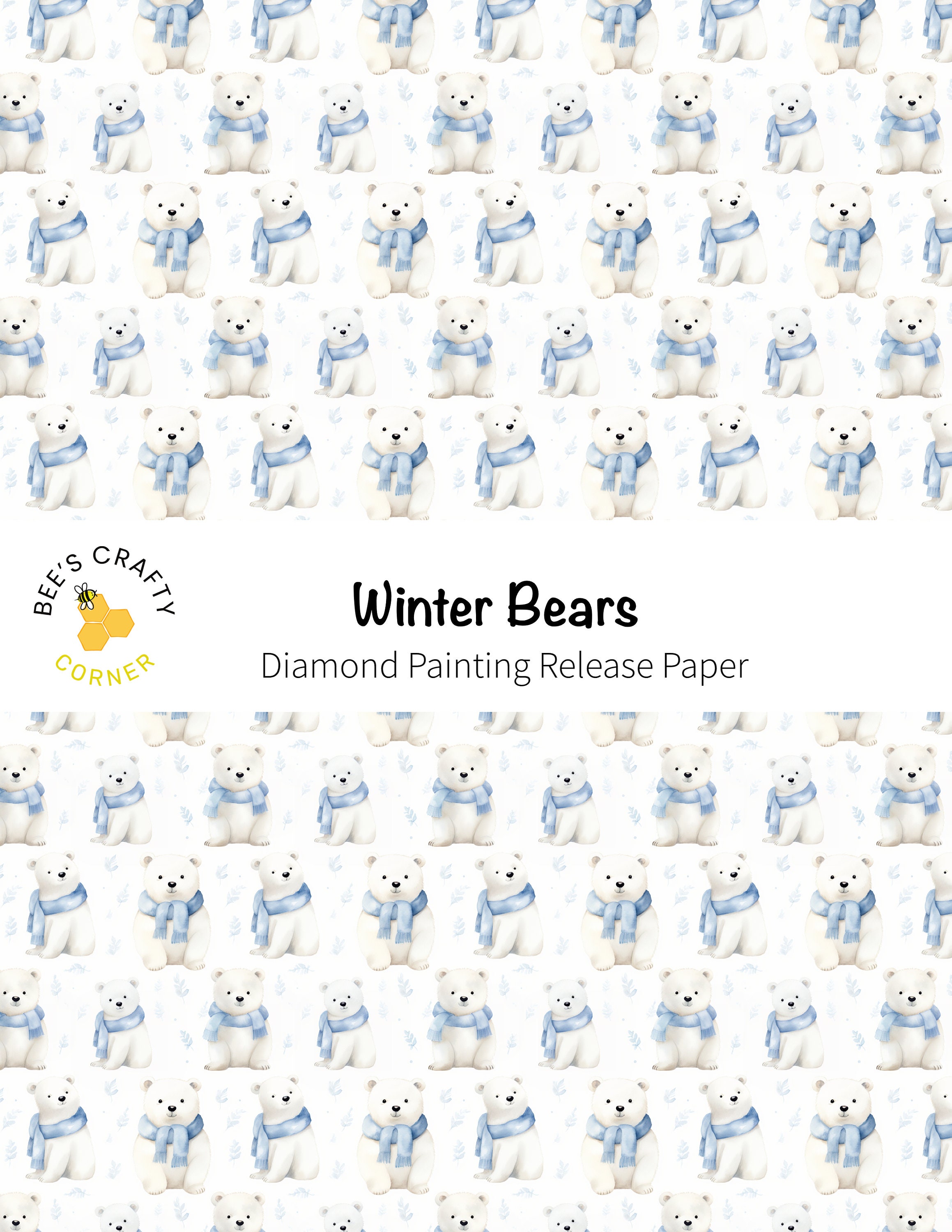 RELEASE PAPER Checkerboard Caring Bears Reusable Patterned Diamond Painting  Release Paper 