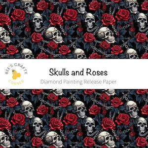 RELEASE PAPER | Skulls and Roses - Reusable Patterned Diamond Painting Release Paper