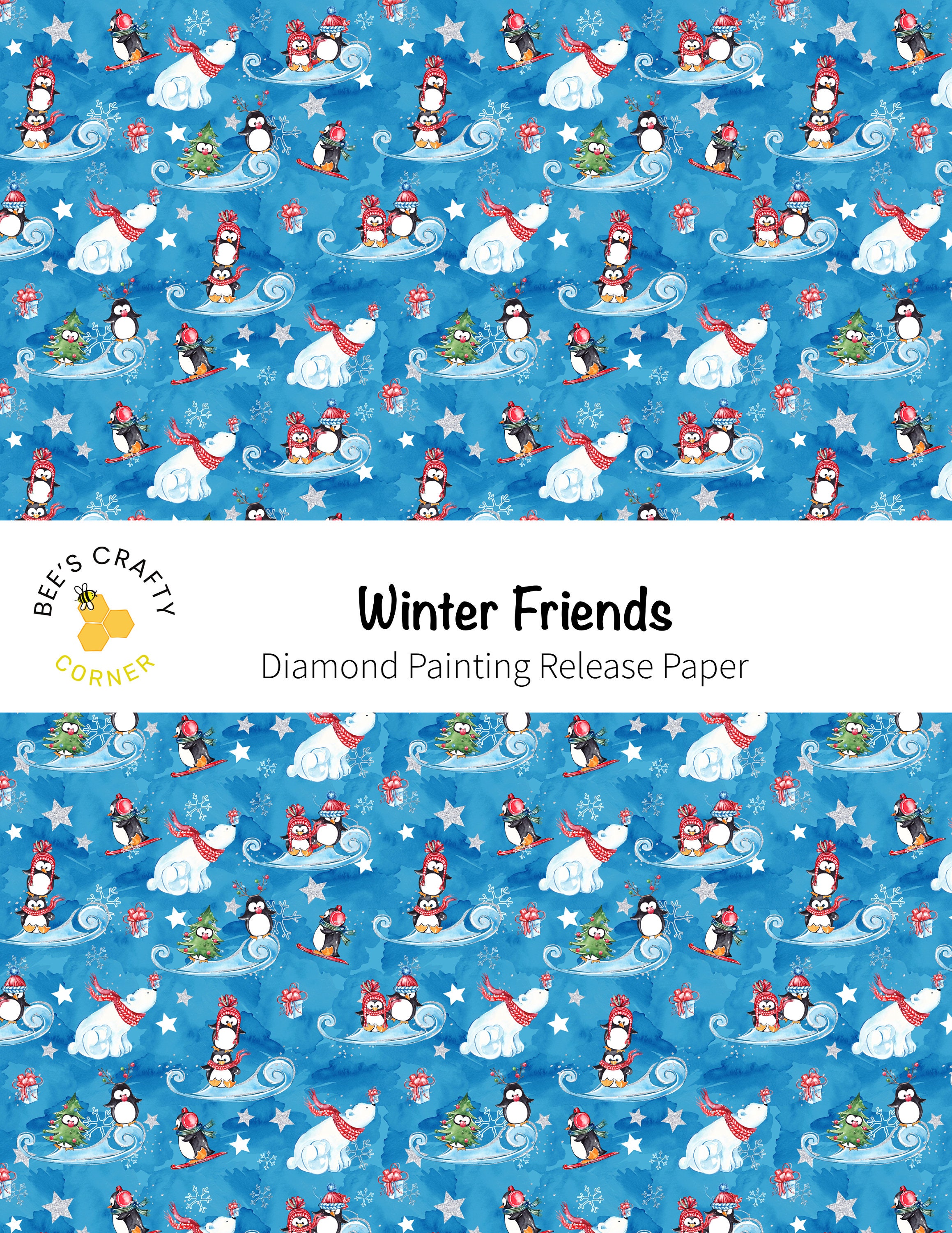RELEASE PAPER Winter Friends Reusable Patterned Diamond Painting Release  Paper 