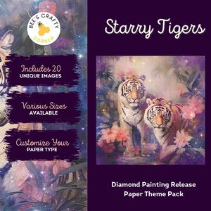 PAPIER DE COMMUNICATION | Tigres étoilés - Pack thématique Papier anti-adhésif réutilisable pour peinture diamant