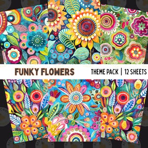 Funky Flowers - Release Paper for Diamond Painting