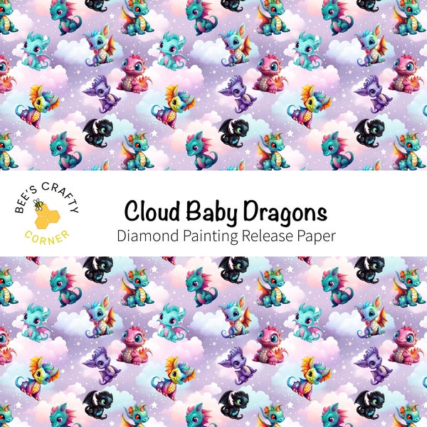 RELEASE PAPER | Cloud Baby Dragons - Reusable Patterned Diamond Painting Release Paper