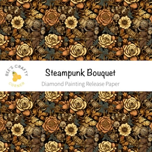 VRIJGAVEPAPIER | Steampunk-boeket - herbruikbaar Diamond Painting-releasepapier met patroon