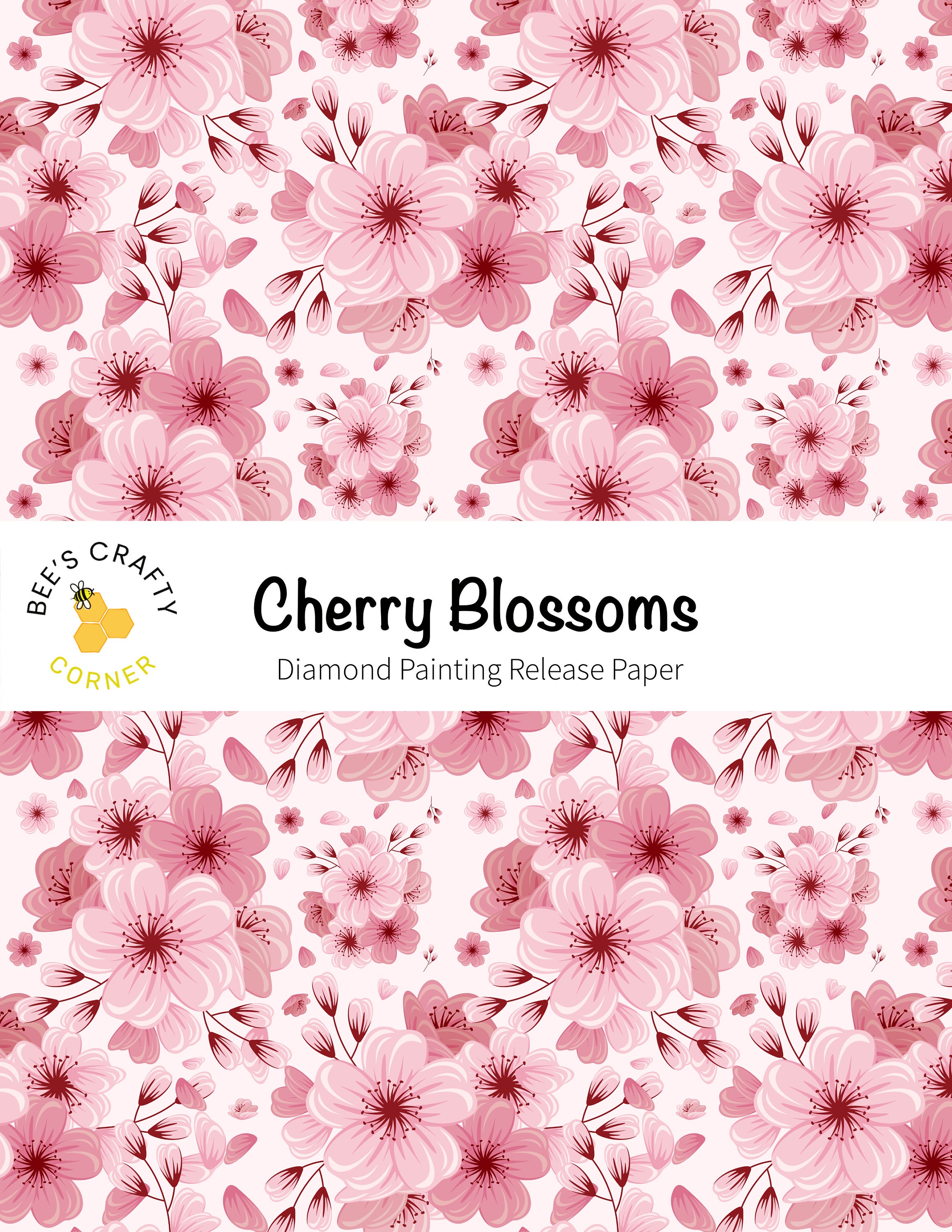 RELEASE PAPER Cherry Blossoms Reusable Patterned Diamond Painting Release  Paper 