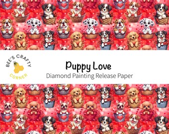 RELEASE PAPER | Puppy Love - Reusable Patterned Diamond Painting Release Paper