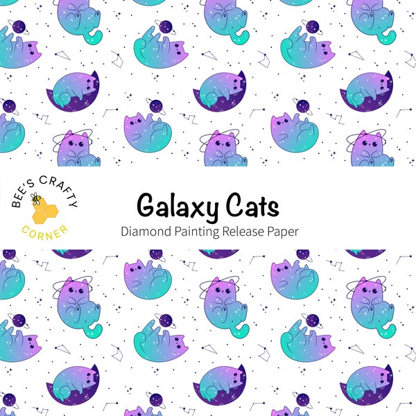 PAPIER DE COMMUNICATION | Galaxy Cats - Papier anti-adhésif réutilisable pour peinture diamant à motifs