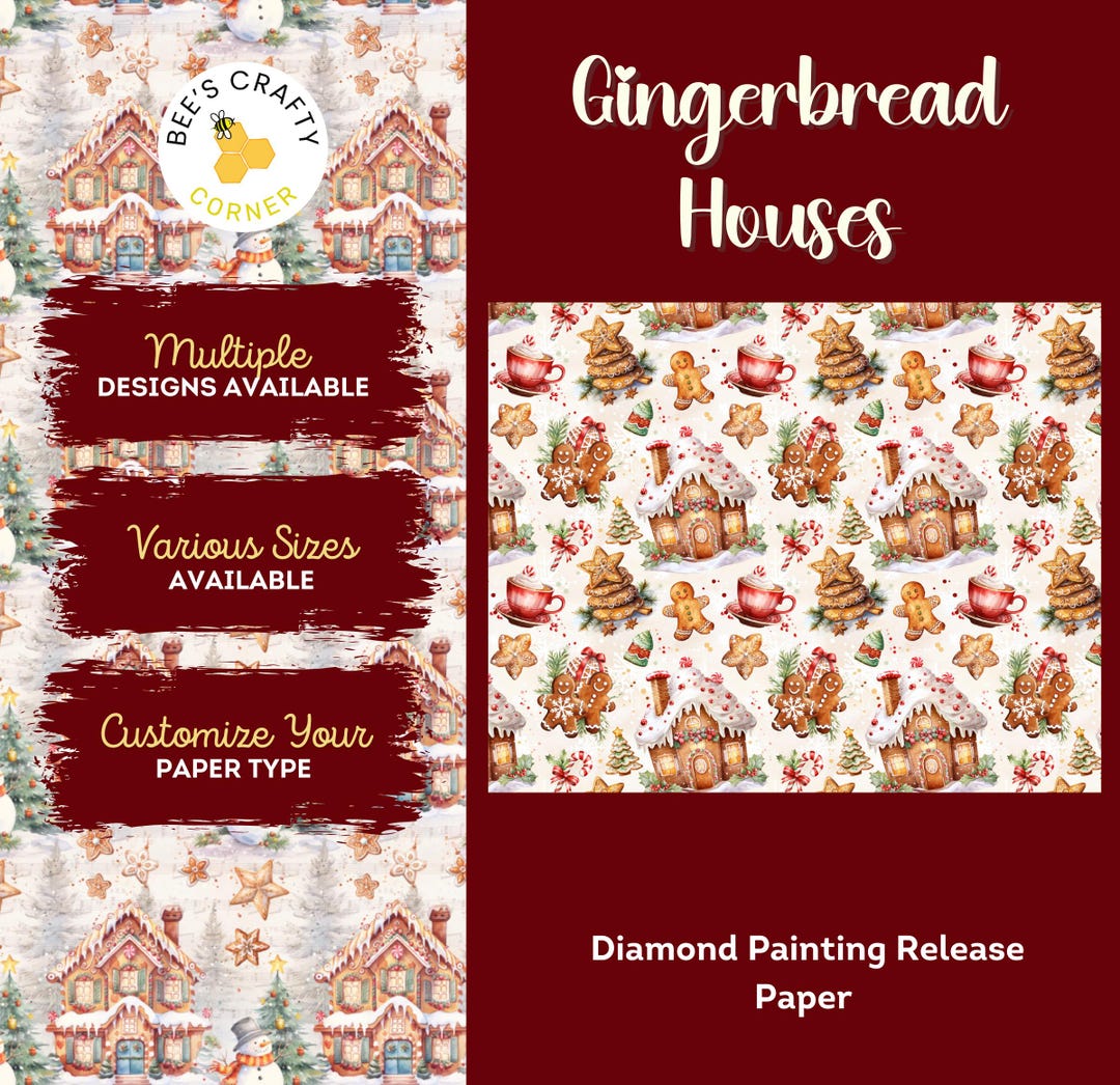 Gingerbread Houses - Reusable Patterned Diamond Painting Release Paper ...