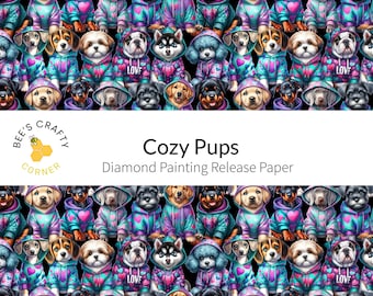Cozy Pups - Reusable Patterned Diamond Painting Release Paper