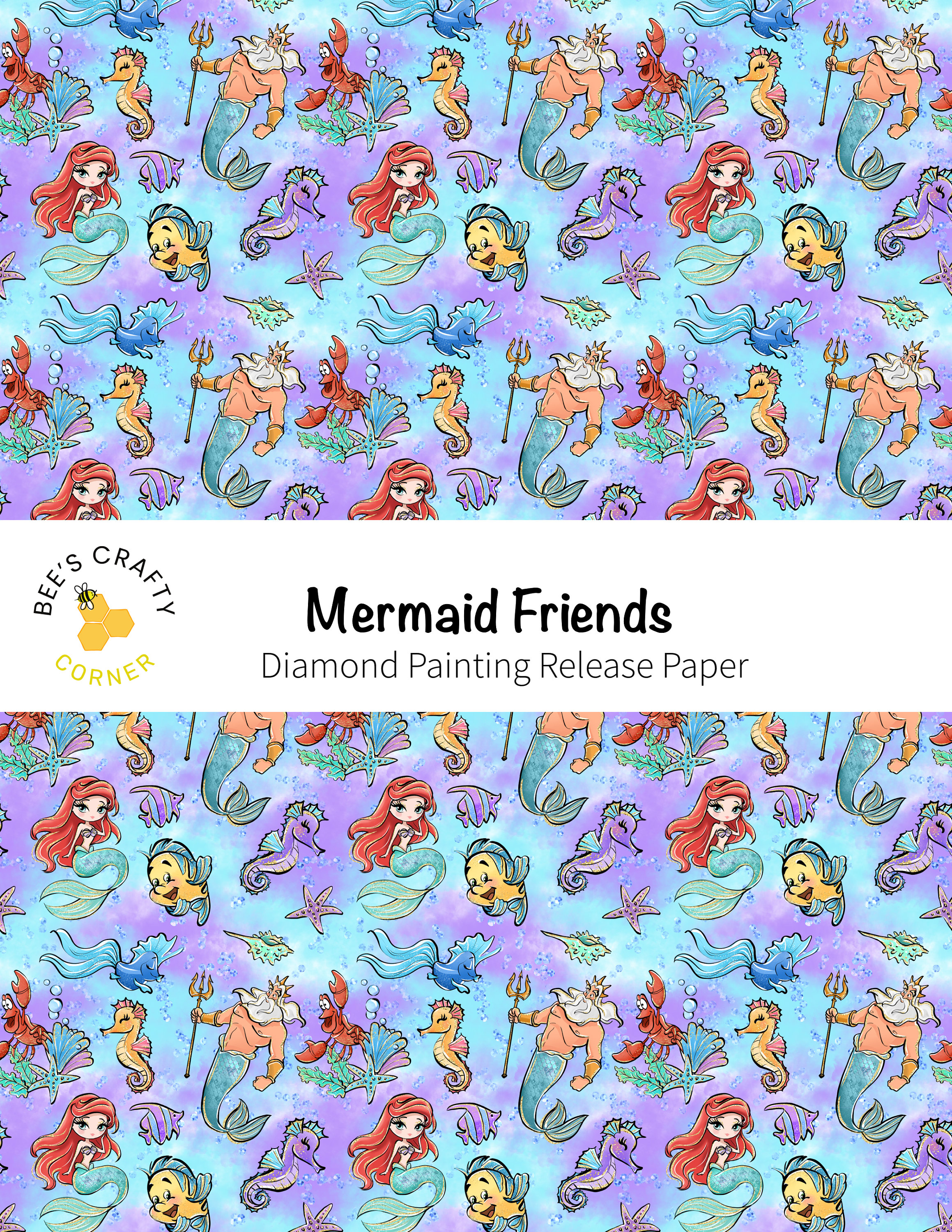 RELEASE PAPER Mermaid Friends Reusable Patterned Diamond Painting Release  Paper 