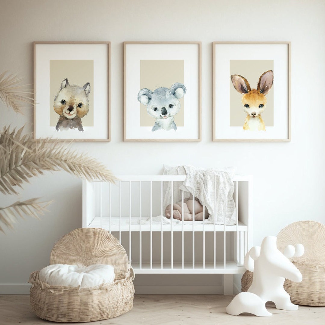 Set of 3 Nursery Wall Art Print Australian Animals Nursery Art Kids ...